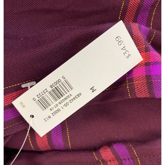 OLD NAVY Plaid Dress Women's Button up Size M Long Sleeve NWT - Picture 10 of 12